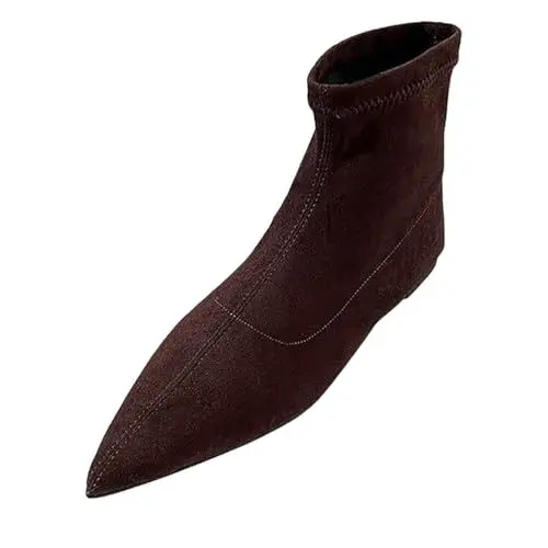 Produktbild: Generisch Damen Dehnbare Stiefeletten Spitze Zehenpartie -On Western Kurze Stiefeletten Winter Kleid Schuhe (Coffee, 36)