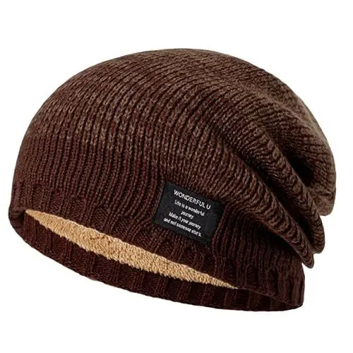 Produktbild: Generisch Damen Gehrock Tracht Wollstrickmützen für Herren und Damen mit dickem, winterwarmem Kopfumfang Mütze Set Damen (Coffee, One Size)