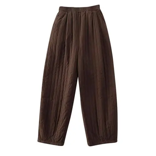 Produktbild: Generisch Damen Hosen Thermohose Weites Bein Hose Warme Winterhose Fleece GefüTterte Verdicke Fleecehsoen Einfarbig Haremshose Weich Freizeithose Baumwolle Stoff Winter Blitzangebote Kaffee M