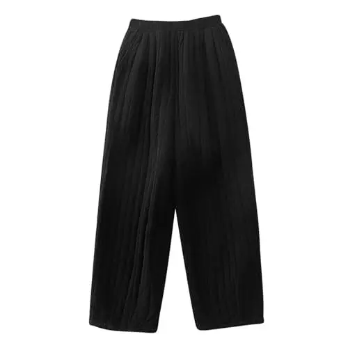 Produktbild: Generisch Damen Hosen Thermohose Weites Bein Hose Warme Winterhose Fleece GefüTterte Verdicke Fleecehsoen Einfarbig Haremshose Weich Freizeithose Baumwolle Stoff Winter Outlet Angebote Schwarz XXL