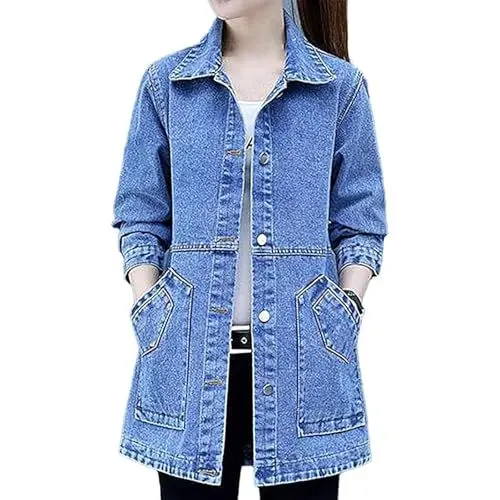Produktbild: Generisch Damen Jeansjacke Oversized, Damenjacken Frühjahr Sommer, Damen Jeansjacke Slim Stickerei Langarm Mantel Weibliche Jeans Jacken