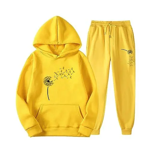 Produktbild: Generisch Damen Jogginganzug Winter Freizeitanzug Trainingsanzug Sport Outfit Set - Bequem Baggy Weich Jogger Trainingsanzug Set - Sportkleidung Frauen mit Taschen Sweatshirt und Jogginghose