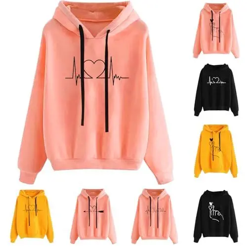 Produktbild: Generisch Damen Kapuzenpullover Lässiger Damen Hoodie Oversize mit Kapuze Herbst Winter Weiches Bequemes Sweatshirt Langärmliges Oberteil Modischer Pullover für Freizeit Sport und Tägliche Outfits