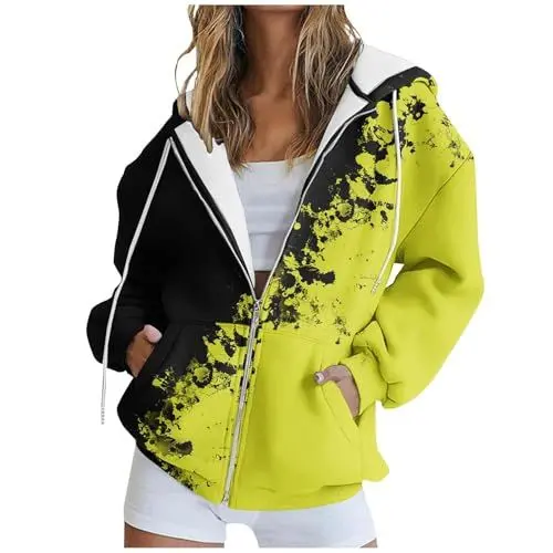 Produktbild: Generisch Damen Kapuzenpullover Stehkragen Hoodie Pullover Farbblock Sweatshirt Langarmshirt Oberteile für Herbst Winter Sweatshirtjacke Damen Fleece Damen Langjacke Oversize Hoodie Damen Flauschig