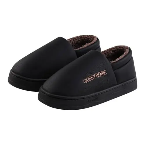 Produktbild: Generisch Damen Pantoffeln Farbblock Samt Warm Dicke Sohle Anti Rutsch Home Indoor Freizeitschuhe Clogs Hausschuhe Damen (Black, 44)
