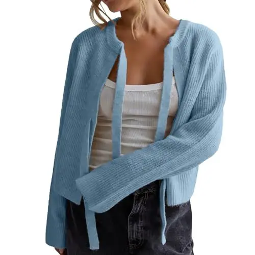Produktbild: Generisch Damen Sale Outdoor Jacken Für Damen Winter Für Damen, Rundhalsausschnitt, Lange Ärmel, Strickfliege, Trendige Pulloveroberteile Wollweste Damen Schwarz Regenjacke Damen Angebote