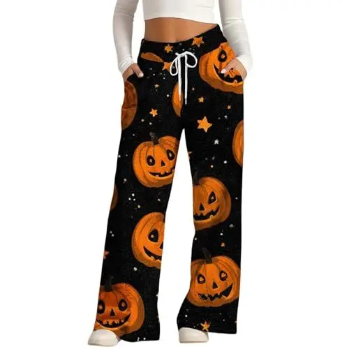 Produktbild: Generisch Damen Sporthose Lang, Leichte Sweathose, Jogginghose Halloween Hose Baggy Kostüm Sporthose Lang Trainingshose Yogahose Lockere Bequem Sweatpants Weites Bein Freizeithose Laufhose Sweathose