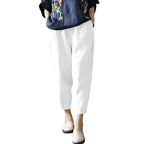 Produktbild: Generisch Damen Stoffhose 48 lockere Sommerhose Damen 3/4 Weite Stoffhose Damen bunt luftige Sommerhose Damen 3XL Sommerhosen Damen leicht und luftig XXL yogahose Damen 3/4 dünn