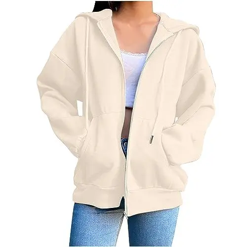 Produktbild: Generisch Damen Sweatjacke mit Kapuze Downtown Girl Clothes Cordjacke Astatic Bekleidung Stuff Clean Tops Teenager Mädchen Jacke Beige L