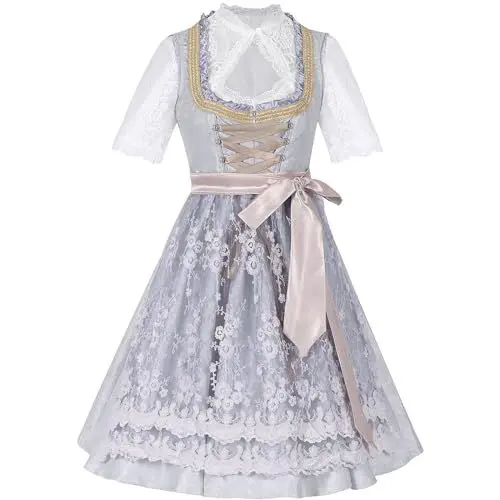Produktbild: Generisch Damen Tracht Damen Dirndl Maxi Blau Klassische Karneval Mit Dirndlbluse Dirndlschürze Dirndl-Komplettsets Für Oktoberfest Besondere Anlässe