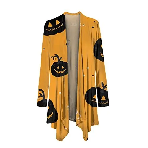 Produktbild: Generisch Damenmode Sale, Black Friday Angebote Damen, Jacke Damen Winter Herbstjacke Damen Casual Halloween Print Langarm Top Strickjacke Jacke Pullover Mantel Top Festlich, Damen Sale