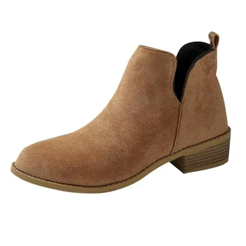 Produktbild: Generisch Damenstiefel mit spitzer Zehenpartie, gefrostetem, Kurze Stiefel, Dicker Absatz, Reißverschluss und Knöchelstiefel Herren 40 (Khaki, 37)