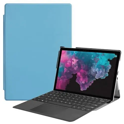 Produktbild: Generisch DayQiQiPu Hülle für Microsoft Surface Pro 7+/ Pro 7/ Pro 6/ Pro 5/ Pro 4 12,3 Zoll Ultradünne Tablet Hülle Klappbarer Ständer Multi View Stoßfeste Schutzhülle - Blau