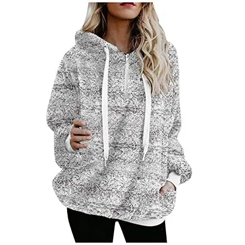 Produktbild: Generisch Deals of The Day, Herbstjacke Sale, Oversize Jacke Damen Winter Mantel Damenbluse Reißverschluss Auszug Ärmeln Kapuzenpulli Mit Druck Oben Strickjacken Für Damen Blau, Meine Angebote