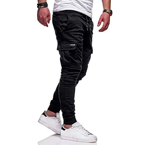 Produktbild: Generisch Eine lässige Arbeitshose in monochromer, entspannter Passform für einen klassisch-schicken Look Wollhose Herren Cargo Hose Herren 36/34 Schwarz Mens Trousers Chino Pants Beige