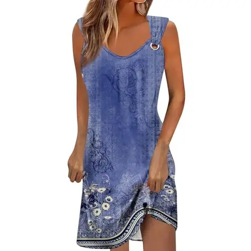 Produktbild: Generisch Elegante Kleider Damen Brautjungfernkleider Abiballkleider Lang Blaues Kleid Kleid Damen Party Kleider für Jugendliche Mädchen Strandkleid Lang Kleider Damen Sommer Wickelkleid Blau M