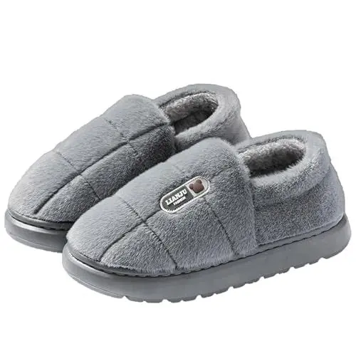 Produktbild: Generisch Filzhausschuhe Mit Filzsohle FüR Herren Slipper Hausschuhe für Männer und Frauen, rutschfeste Hausschuhe aus Baumwollleinen für drinnen und draußen, Hausschlappen Herren Motiv (Grey, 38)