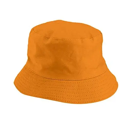 Produktbild: Generisch Fischerhut Camouflage Kinder Unisex Double Side Wear Reversible Bucket Hat Trendy Cotton Twill Canvas Sun Fishing Hat Fashion Cap Sommerhut Damen Schwarz (Orange, One Size)