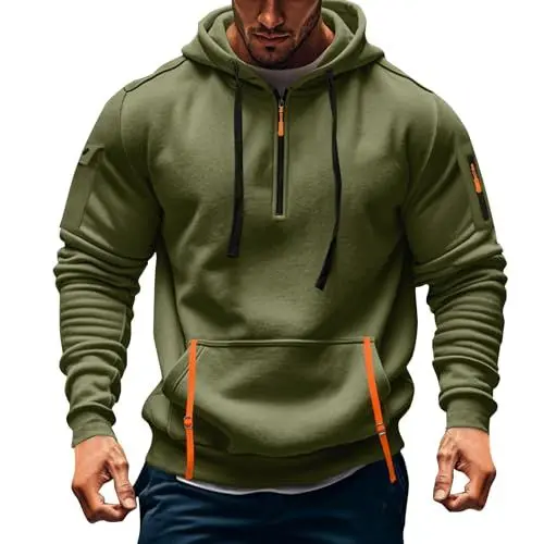 Produktbild: Generisch Fleece Pullover Herren Sweater Men for Black Hoodie Hoody Schwarzer Sweatjacke mit Kapuze Starcici Mode Grün L