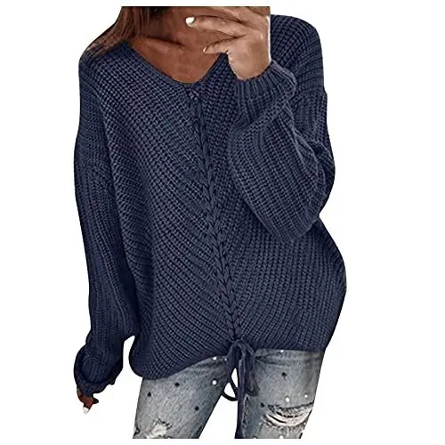 Produktbild: Generisch Fleecejacke Damen Mit Kapuze Winter Jacke Lässiger Pullover für Damen, bequemes, lockeres, langärmeliges, einfarbiges Top mit Nähten Trachtenjacke Damen Grau Boucle Jacke Damen (Navy, S)