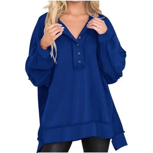 Produktbild: Generisch Fleecejacke Damen Sweatjacke Ohne Kapuze Strickjacke Dünne Outdoorjacke Sherpa Jacke Blau M