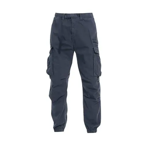 Produktbild: Generisch Forstbekleidung Herren Casual Cargohose Workout Jogger Stretch Jogginghose Wanderhose Kordelzughose mit Taschen Reithose Kinder (Grey, M)