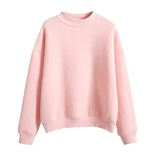 Produktbild: Generisch Frauen Sweatshirt Lässig Einfach Einfarbig Langarm Ärmeln Pullover Rundhalsausschnitt Bluse Top Damen Hoodless Pullover Grundmodell Einfache Pullover Damen Bluse Bottom Tops Warme Mäntel