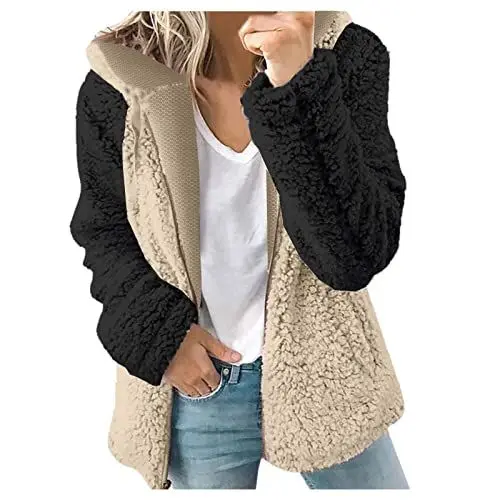 Produktbild: Generisch Friday Black Angebote 2024 Ab Wann Datum Damen Jacke,Silvester Outfit Damen Longsleeve Damen ReißVerschluss Zipper Jacke Winterjacke Damen Warm Winterparka Steppjacke Damen(Khaki,L)