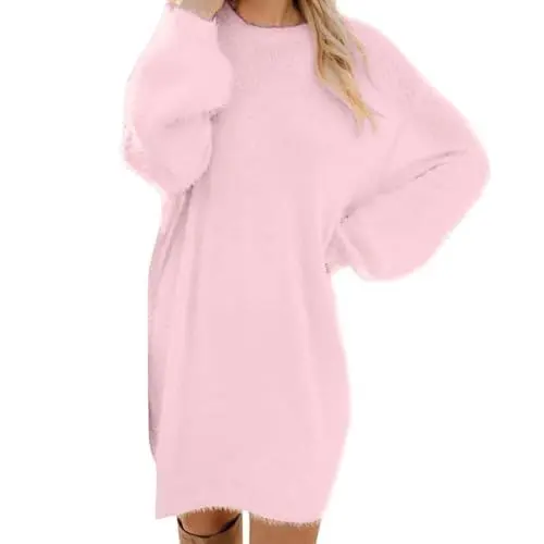Produktbild: Generisch Friday Black Angebote 2024 Ab Wann Datum Pullover Damen,Pulloverkleid Strickkleid Damen Winterkleid Strickpullover Longpullover Kleid Winter Dresses for Women Wollkleid Damen Winter(Pink,M)