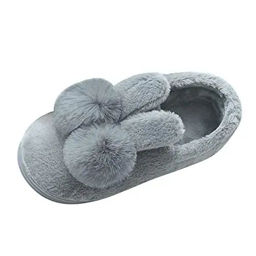 Produktbild: Generisch GefüTterte Hausschuhe Herren Damenhausschuhe 39 Paare Männer Slip On Furry Flat Home Winter Round Toe Warm halten Hausschuhe Schuhe Hausschuhe Kuschelig Lammfell Hausschuhe Damen (Grey, 45)