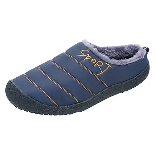 Produktbild: Generisch Gefütterte Pantoletten Herren Hausschuhe Slipper Schlappen Winter Warm Herren-Hausschuhe Warme Winter-Schuhe für Herren-Innenhaus-Slip-On mit Baumwolle Herren Mokassins Hausschuhe