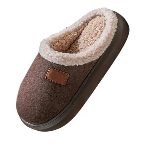Produktbild: Lammfell Pantoffeln Damen Hausschuhe Damen Katze Herren Frühling und Winter Plus Samt Warme Heimschuhe Aus Baumwolle Mit Dicker Sohle Und Weicher Sohle Hausschuhe Kinder 37 Lustige (Coffee, 44)