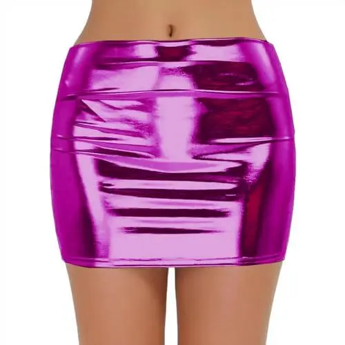 Produktbild: Generisch Glitzer Rock Damen Pailletten Rock Festival Glitzer Minirock kurzer Bauchtanzrock Hüftschalrock Hüftrock Wickelrock Clubwear Prime Cocktail Performance Sale Angebote Knalliges Pink M