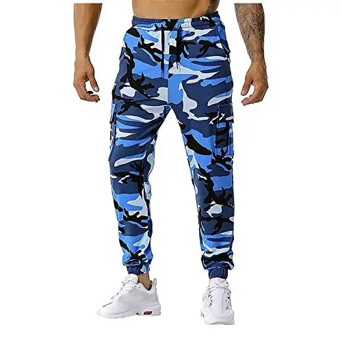 Produktbild: Generisch Golfhose Herren Arbeitsoverall Bundeswehr Camouflage Hose Army Khaki Blaue Latzhose Pants 6 Bottoms Blau XL