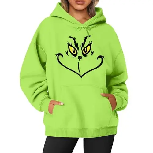Produktbild: Generisch Grinch Weihnachts Kapuzenpullover Damen 3D Druck Lustig Grinch Weihnachtspullover Winter Warme Langarm Hoodie Ugly Weihnachtspulli Grinch Sweater Damen