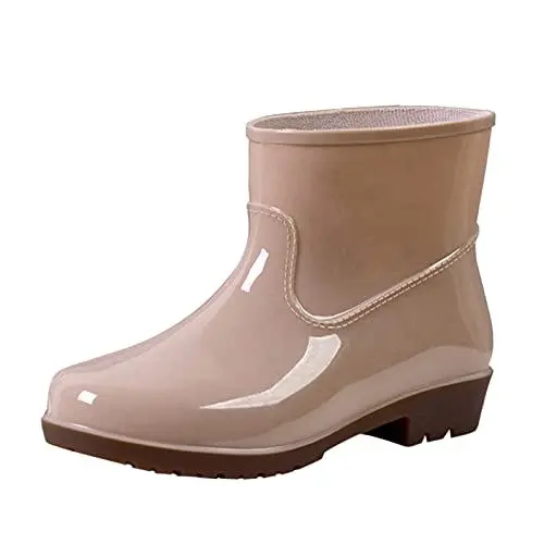Produktbild: Generisch Gummistiefel FüR Breite FüßE Damen Boots Stiefel Buckle Toe Shoe Rain Round Low-Heeled Middle Women Boots Damenstiefel GefüTterte Gummistiefel Schneestiefel Damen Boots (Khaki, 39)
