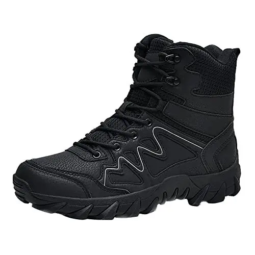 Produktbild: Generisch Gummistiefel Kinder MäDchen Reitstiefel FüR Damen Herren Outdoor Bergsteigen Lässige Sportschuhe Schnürschuhe Atmungsaktive Wüstenstiefel mit weichem Gummistiefel Kinder MäDchen (Black, 45)