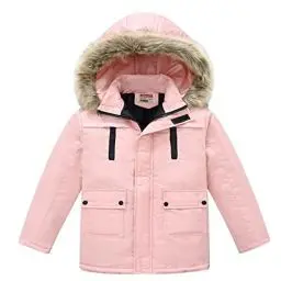 Produktbild: Generisch Sale Winterjacke Mädchen Daunenjacke Verdicken Mantel Warm Wintermantel mit Abnehmbar Kapuze Jacken Puffer Jacket Kinder Parka Kapuzenjacke Daunenmantel Winterparka Rosa, 7–8 Jahre