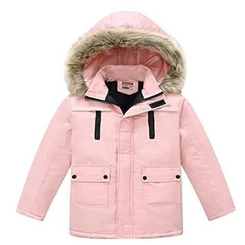 Produktbild: Generisch Sale Winterjacke Mädchen Daunenjacke Verdicken Mantel Warm Wintermantel mit Abnehmbar Kapuze Jacken Puffer Jacket Kinder Parka Kapuzenjacke Daunenmantel Winterparka Rosa, 7–8 Jahre