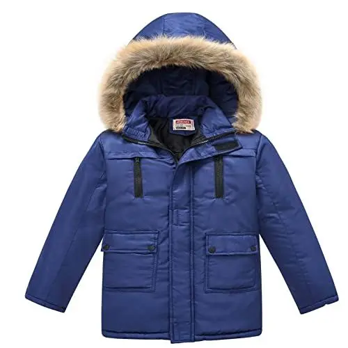 Produktbild: Generisch Gutscheine Winterjacke Mädchen Daunenjacke Verdicken Mantel Warm Wintermantel mit Abnehmbar Kapuze Jacken Puffer Jacket Kinder Parka Kapuzenjacke Daunenmantel Winterparka Marine, 3-4 Jahre