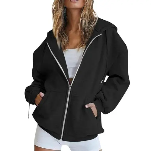 Produktbild: Generisch Halloween Jacke Damen Damen Pullover Herbst Sweatshirts für Damen Hoodie Jacke Damen Hoodies Damen Hoodie Jacke Winterjacke Damen Herbst Jacken für Damen Sweatjacke Damen Schwarz 2Xl