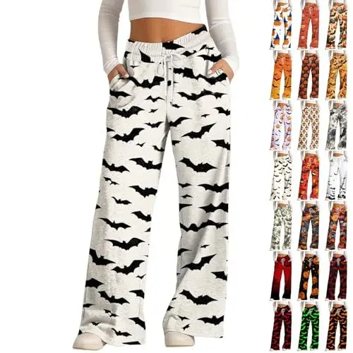 Produktbild: Generisch Strumpfhose Halloween, Hose Damen, Jogginghose Halloween Hose Baggy Kostüm Sporthose Lang Trainingshose Yogahose Lockere Bequem Sweatpants Weites Bein Freizeithose Laufhose Sweathose