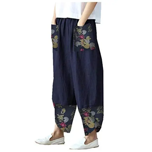 Produktbild: Generisch Haremshosen Damen Sommer 3/4 Damen Leinenhose schwarz Stoffhose schwarz Damen Skinny leichte, luftige Sommerhose 7/8 Damen lockere Sommerhose Stoffhose Damen weites Bein beige