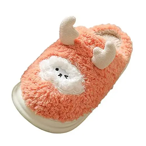 Produktbild: Generisch Hausschuhe Mit Fussbett Lammfell Pantoffeln Damen Damen Hausschuhe und Winter Mode süßes Lamm bequem Flacher rutschfest warm Hausschuhe Damen Wolle Hausschuhe Damen Lammfell (Red, 37)
