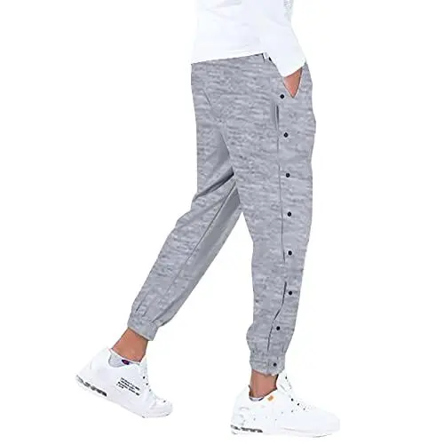 Produktbild: Generisch Helle Herren Hose Locker sitzende, seitlich geknöpfte Basketball-Trainings-Jogginghose mit elastischen Bündchen Karottenhosen Herren (Dark Gray, L)