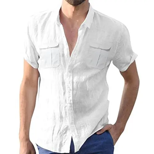 Produktbild: Generisch Hemden männer Slim fit bügelfreie Hemden Regular fit leinenhemd Herren Hemden Herren Slim fit karriert Hemden Herren Sommer Festliche Herren Hemden Kurzarm Hemden Kurzarm bügelfrei