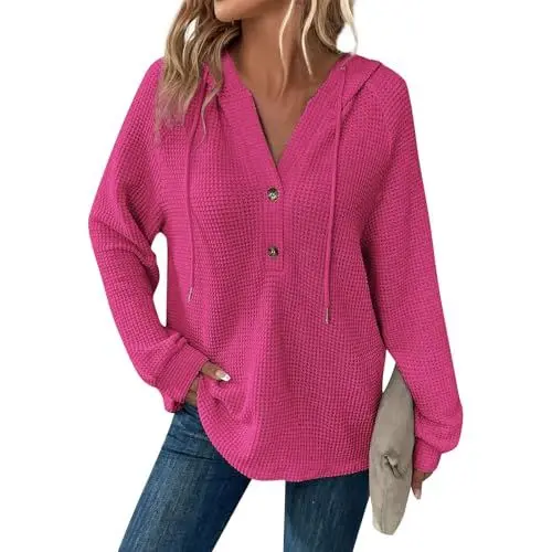 Produktbild: Generisch Herbst Outfit Damen Kleidung Hemdbluse Oberteil Pullunder Pullover Oversize Festliche Blusen Oberteile Shirts Rosa M