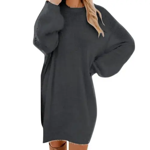 Produktbild: Generisch Pulloverkleid Strickkleid Damen Winterkleid Strickpullover Longpullover Pullover Damen Winter Elegant Kleid Winter Dresses for Women Festlicher Pullover Damen Wollkleid Damen Winter(Gray,S)