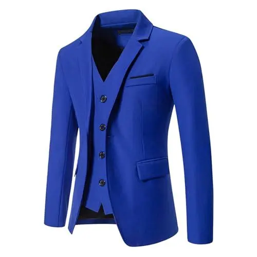 Produktbild: Generisch Herren Anzugjacke Sakko Sportlich Freizeit Blazer Regular Fit Männer Anzug Knopf Business Sakko Herren Slim Fit Sportlich Doppelreiher Sakko Herren Weiß Sakko Herren Sportlich Leinen