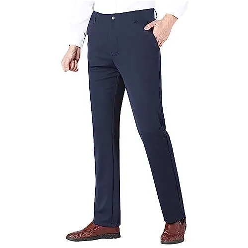 Produktbild: Generisch Herren Business Anzughose lässige formelle Hose schmale Passform gerades Bein Baumwollanzughose Smart Work Bürohose tägliche Pendelhose Größe M 5XL